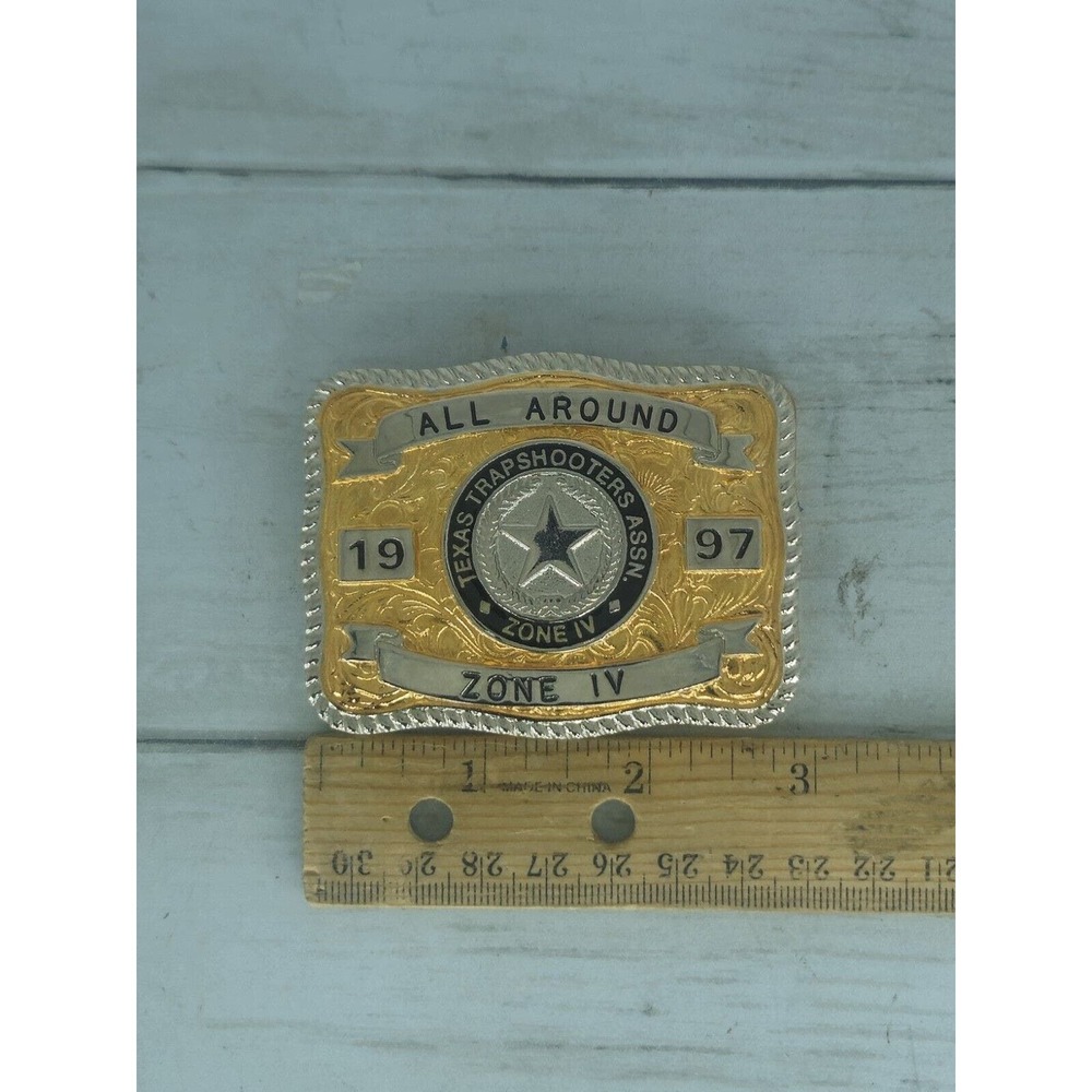 Trapshooters TX 1997 All Around Zone Trophy Award Buckle HEAVY Creative Casting